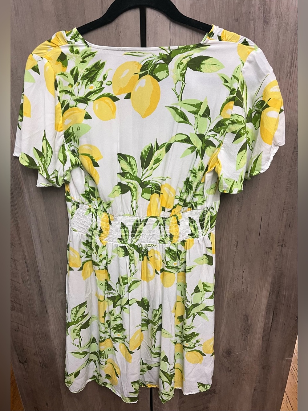 LOFT White Lemon Print Mini Dress with Yellow & Green - Picture 3 of 3